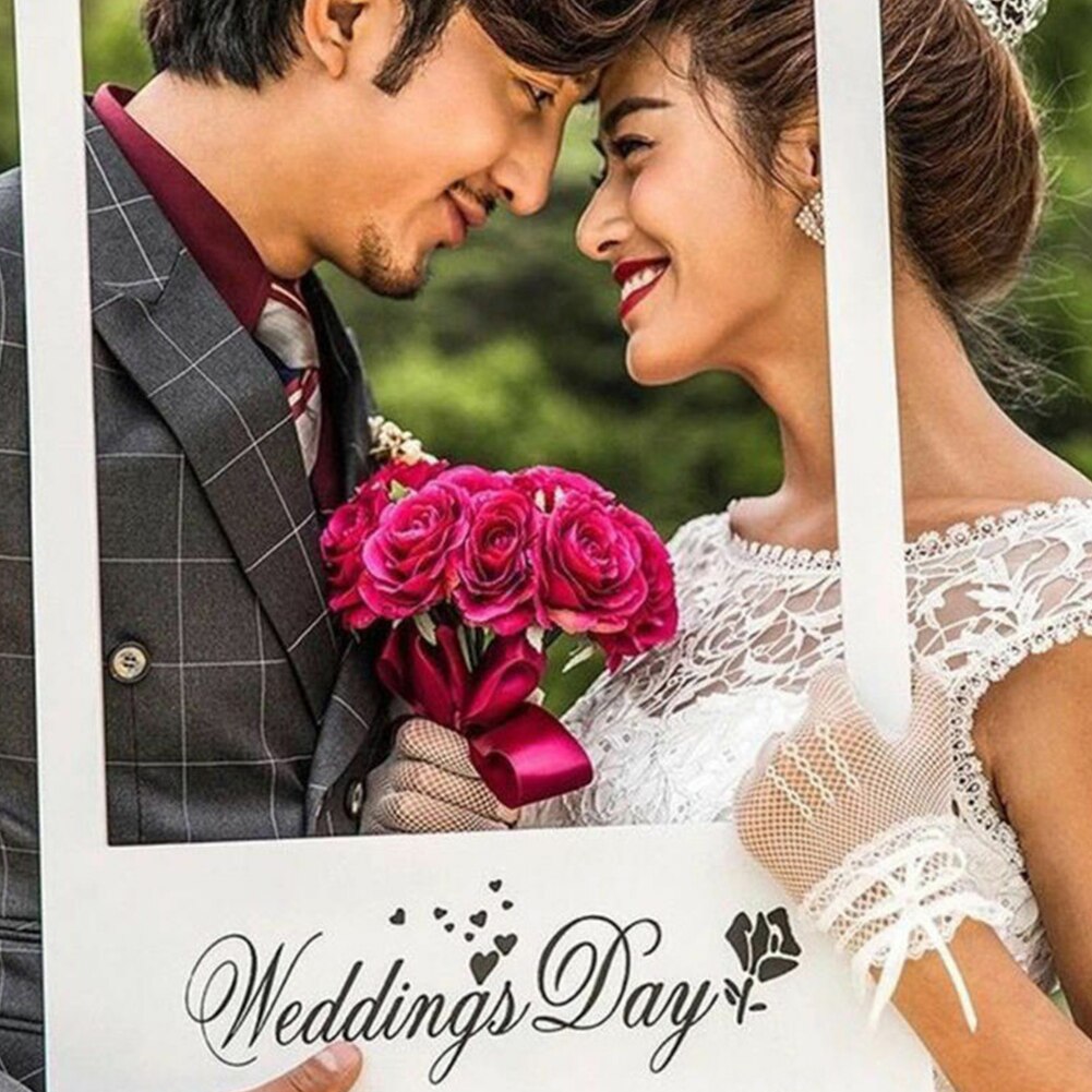 Party Selfie Photo Booth Props White Birthday Easy Use Photo Booth Props DIY Decoration Lovely Wedding Day Anniversary Blank