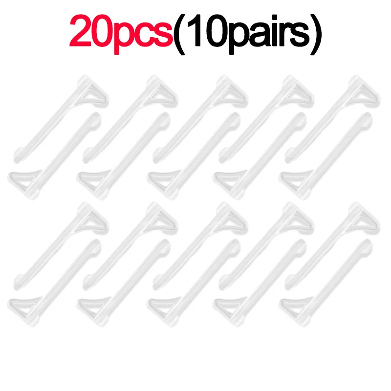 Crochet d'oreille antidérapant en Silicone, 2/20 pièces, poignée pour lunettes, bouchon de jambe, accessoires de fixation, pointe de tempe, support pour lunettes: Black