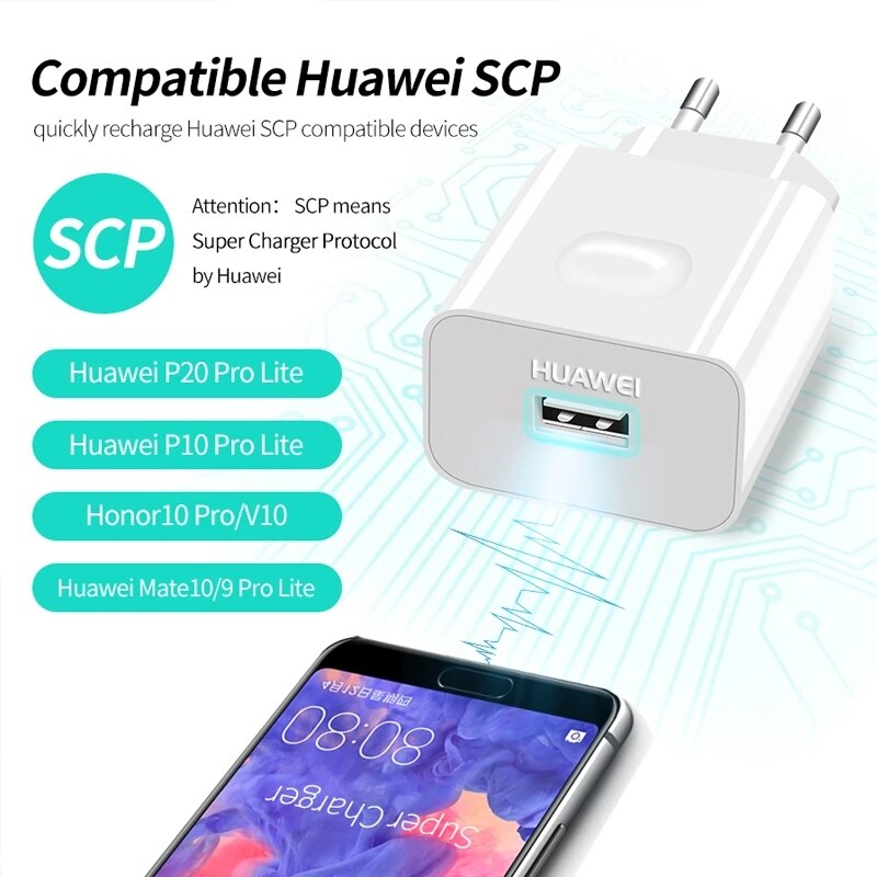 Caricabatterie USB Huawei da viaggio SuperCharge Fast 100% originale 5V4.5A 5A cavo USB tipo C P20 Pro Lite P10 P9 Plus Mate10 Mate9
