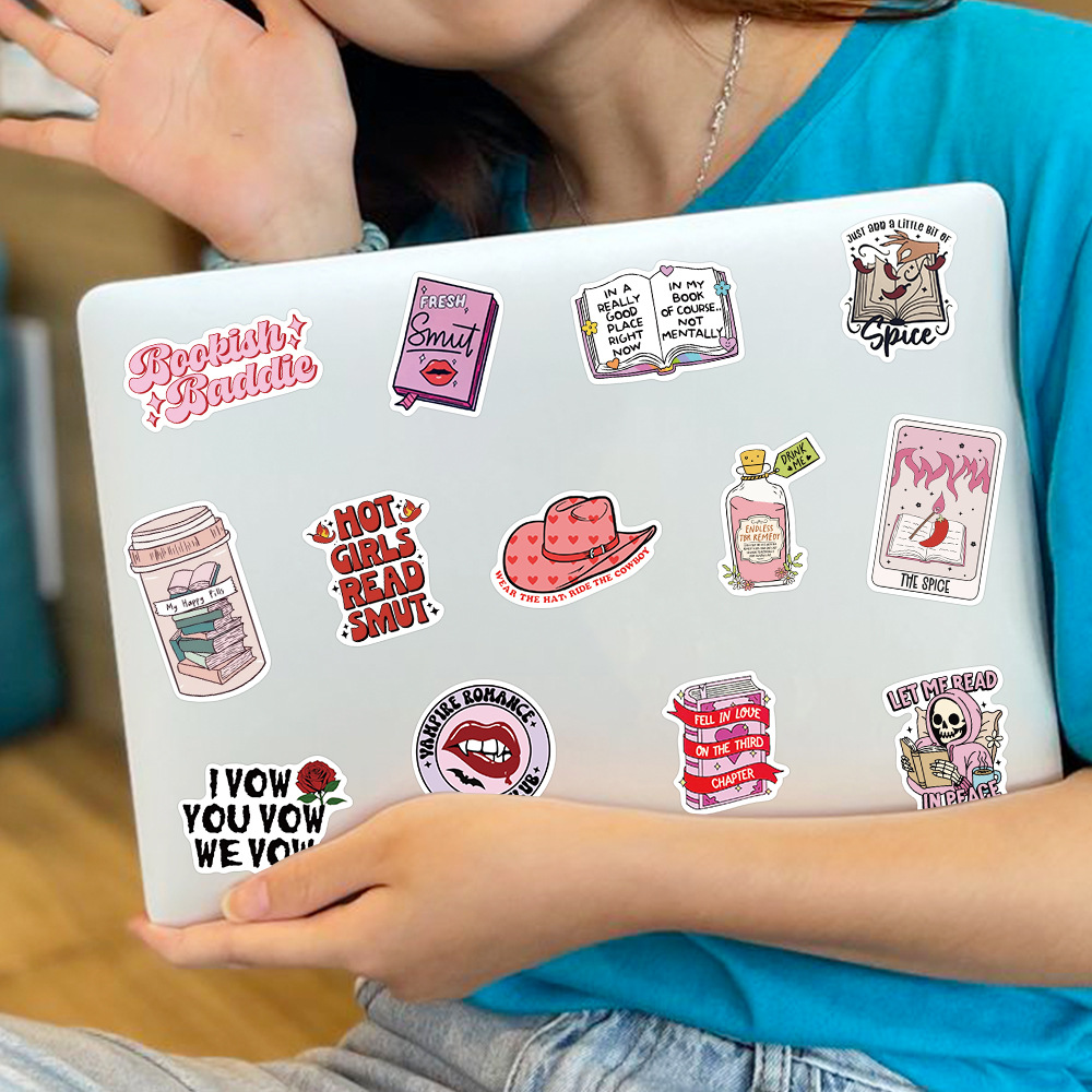 50 naklejki książkowe z motywem sprośnej książki do samodzielnego montażu, gitary, telefonu, laptopa, motocykla do kindle'a, miłośnika książek