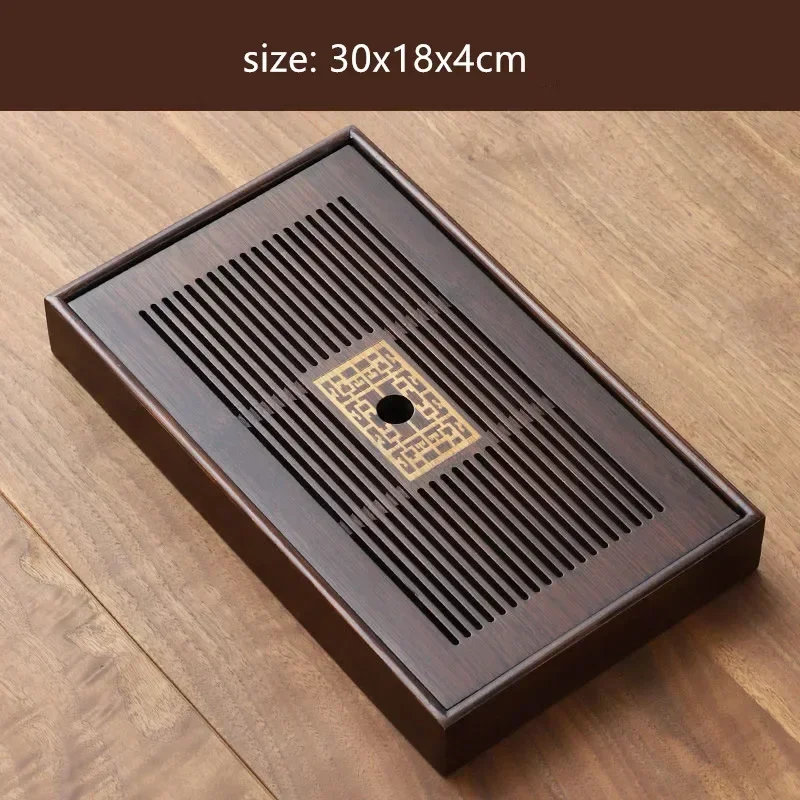 Style Natural Bamboo Tea Tray Rectangle Drainage Water Storage Trays Household Drawer Tea Board Chinese Tea Set Decor Accessorie: Ivory