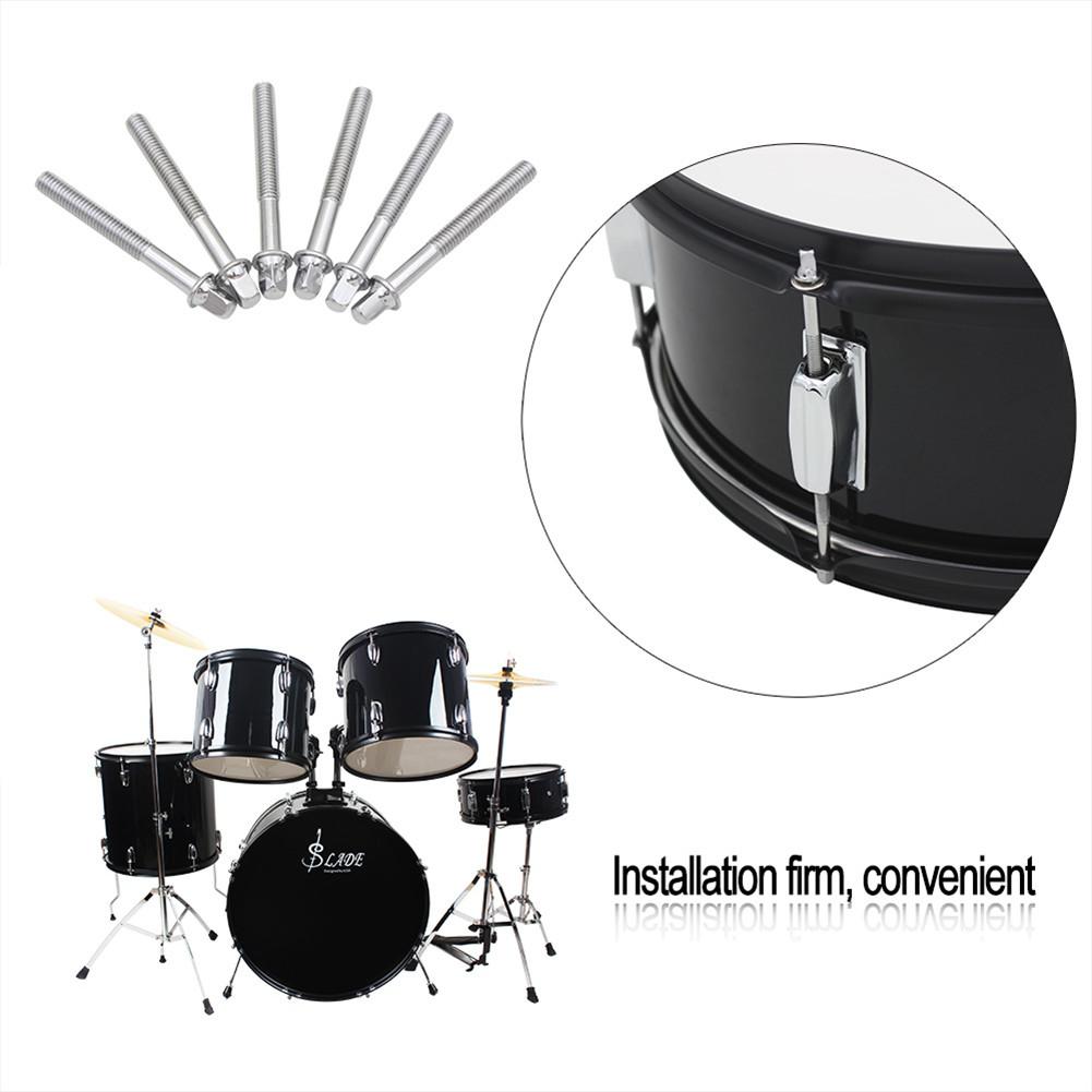 6 stuks/partij snaredrum spanstangen korte schroeven bouten hand muziekinstrument vervangende onderdelen accessoires