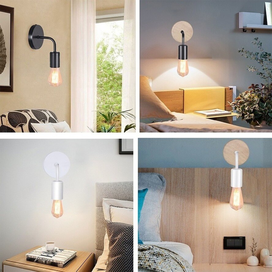Wall lamp apply to E27 bedroom bedside lamp Nordic retro simple living room corridor aisle lamp background Wall lamp