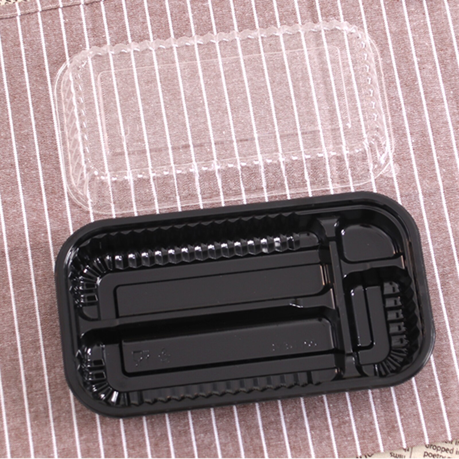 Double Row Split Black Sushi Box Takeaway Packaging Box Disposable Sushi Sashimi Packaging Box