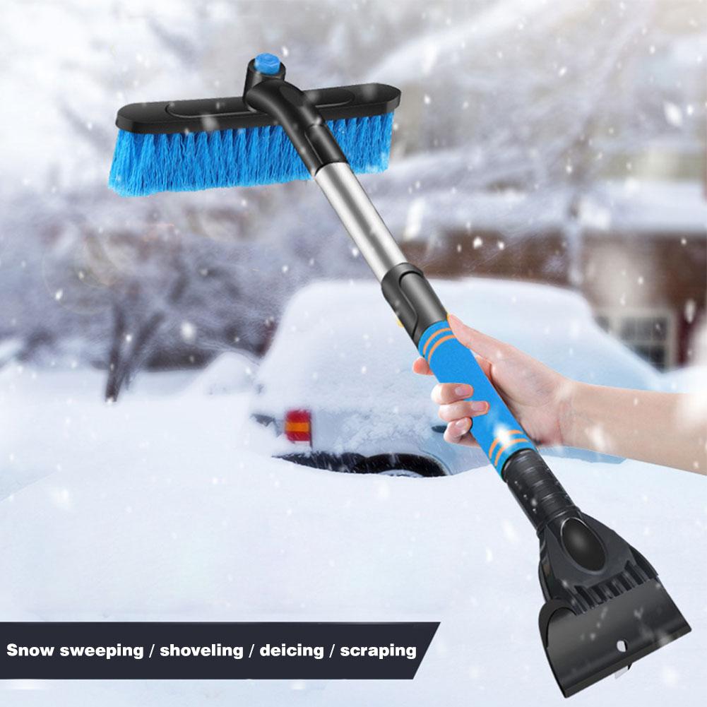 Telescopic 2 In 1 Car Snow Brush Portable Handheld PVC Ice Scraper Rotating Snow Removal Broom SUV Windshield Ice Snow Shovel