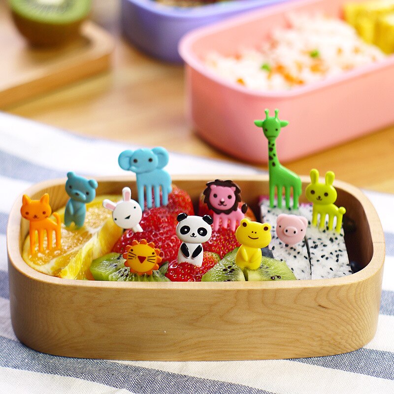 10/30Pcs Bento Groente Servies Leuke Mini Peuter Kinderen Fruit Vorken Tandenstokers Kids Voedsel Picks Cartoon Animal Farm