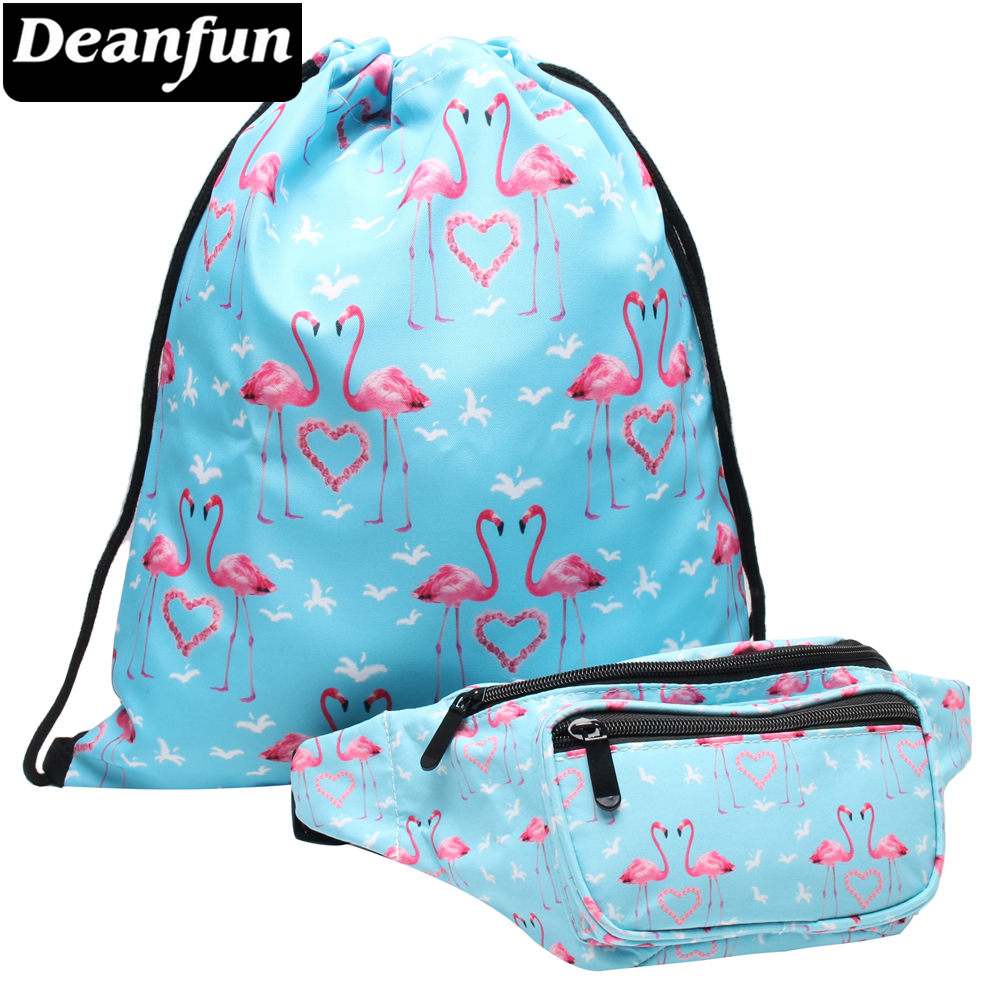 Deanfun 2 pièces/ensemble 3D imprimé Flamingo taille Pack sacs multifonctions Fanny Packs pour les femmes DS2
