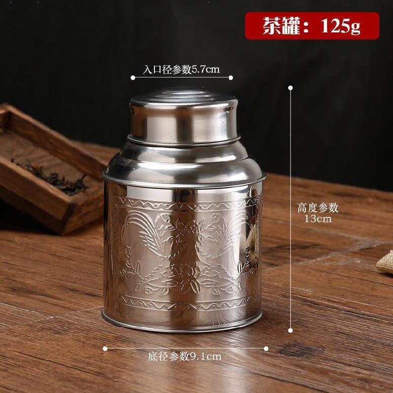 Stainless Steel Tea Box Portable Metal Sealed Tea Canister Household Iron Box Caddy: 125g