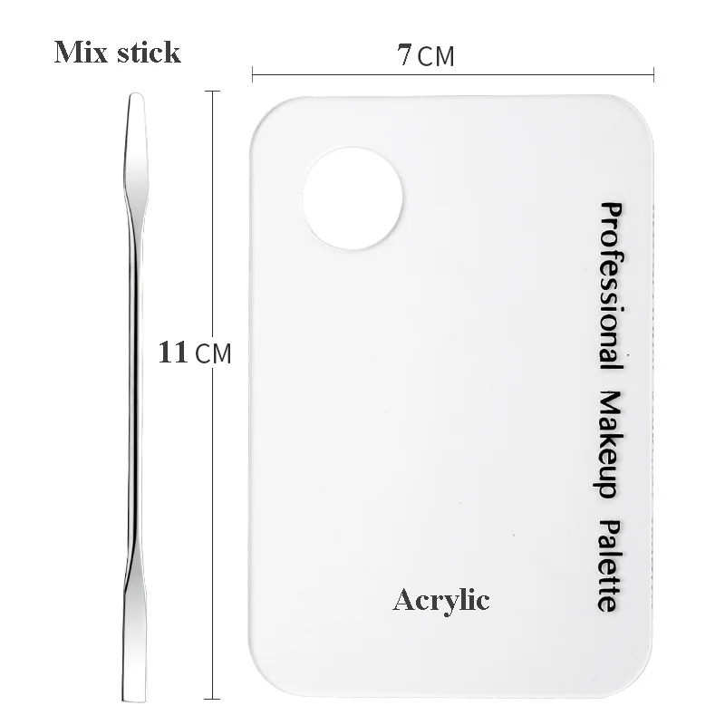 2pc Makeup Mixing Palette Stainless Steel Makeup Kit Metal Mixing Tray with Spatula Square Stainless Steel Makeup Mixing Palette: WHITE