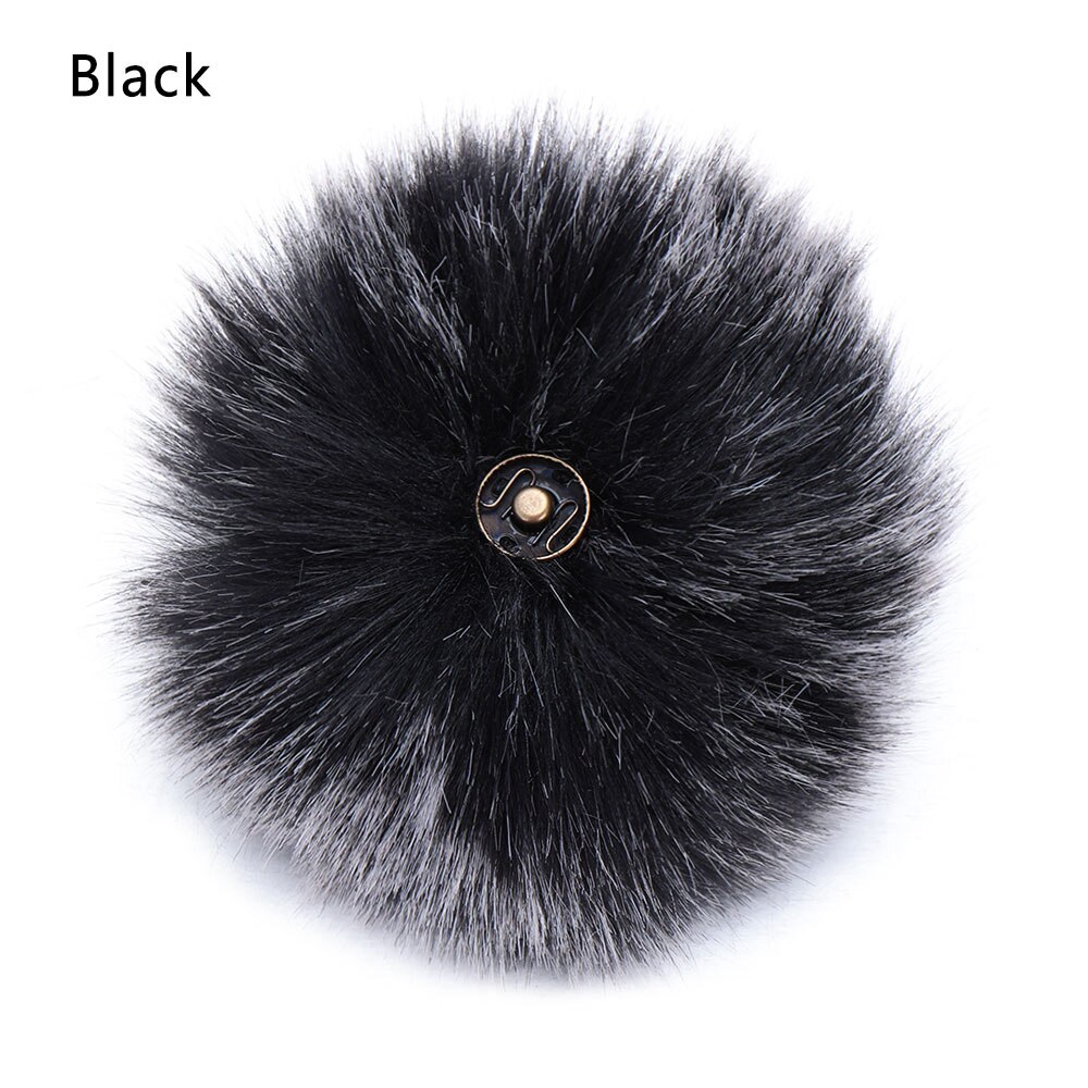 1pc boules de poils en fausse fourrure de renard douces et colorées, bouton-pression, boucle, bonnet tricoté, pompon, sacs à vêtements, accessoires de couture, outils: Noir