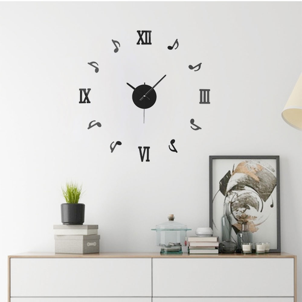 27'' DIY 3D Acrylic Musical Note Wall Clocks Stickers Arrivals Quartz Clock Needles Modern Home Decor Relogio De Parede