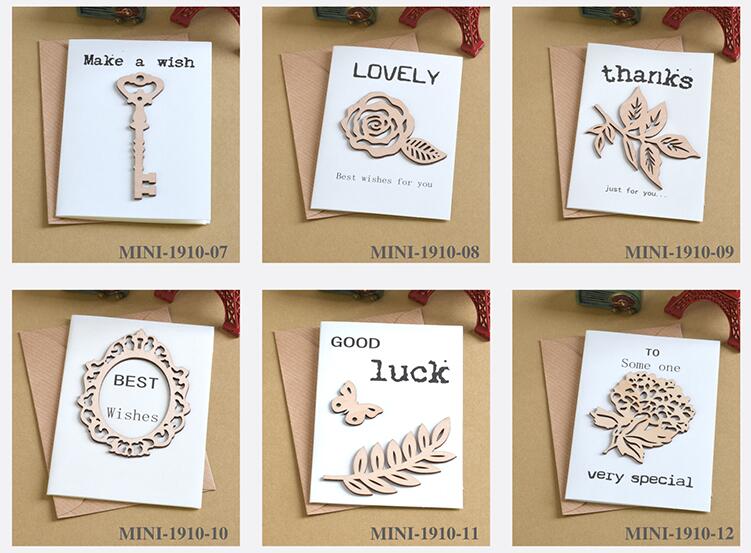 6pcs Mini Birthday Cards Wood Message Kids Party Greeting Cards: No.07-12