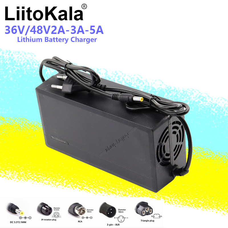 LiitoKala 48V 36V 13S 10S 2A 3A 5A Lithium-Ionen-Akku-Ladegerät Universal 42V 54,6V 5A AC DC Netzteiladapter