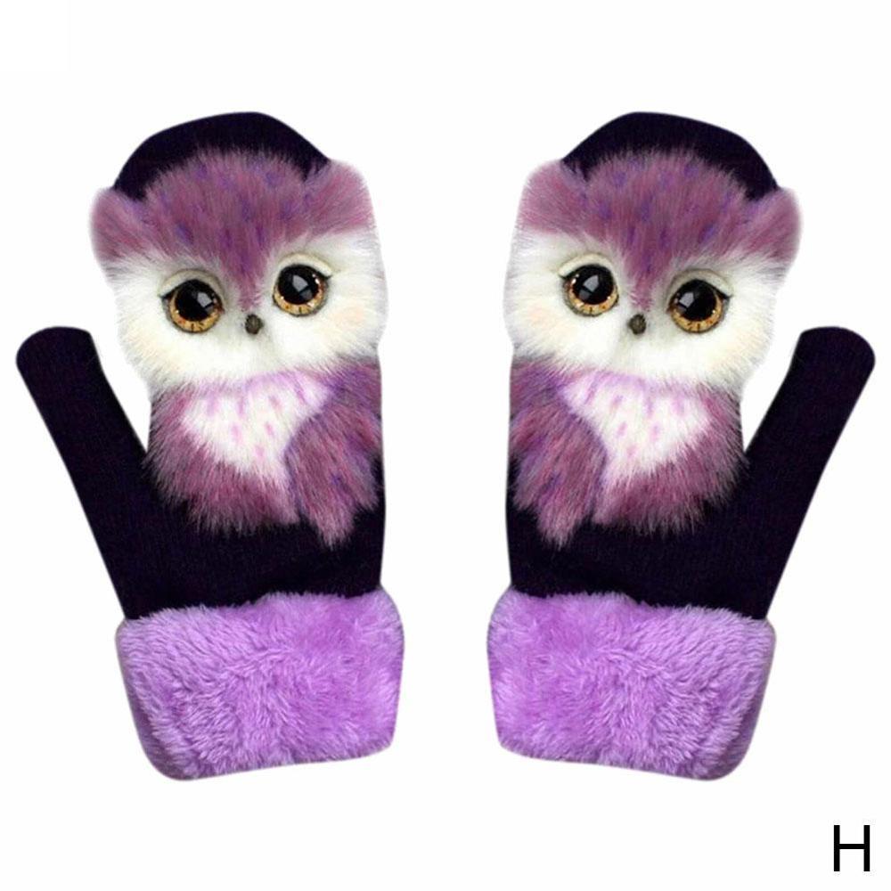 Animal Cat Dog Panda Racoon Kid Winter Warm Soft Princess Girl Mittens Full Long Gloves Fingers Cute L3E8: H