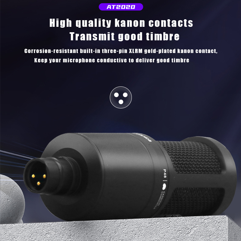 Audio-Technica AT2020 Microfone Condensador XLR Plug Microfone de Gravação Profissional Rede de Computador Móvel K-song Condensador