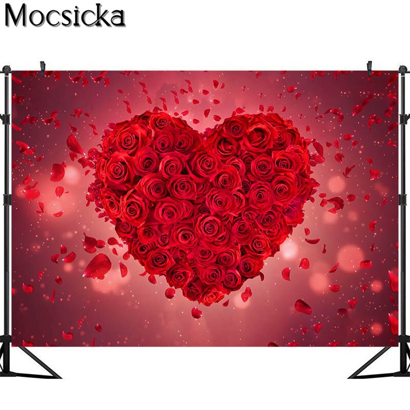 Mocsicka – arrière-plan pour photographie de la saint-valentin, toile de fond pour stand Photo de mariage, fête prénuptiale, Rose rouge