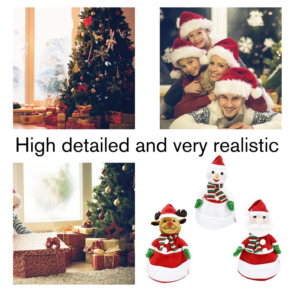 Kerstman Zingen En Dansen Kerst Elektrische Knuffel Sneeuwpop Kerst Elanden Blazen Saxofoon Zal Zingen En Dansen