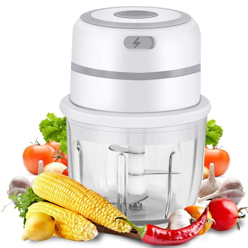 Cordless Electric Mini Food Slicer 150ML,Gl Bowl for Meat Vegetable