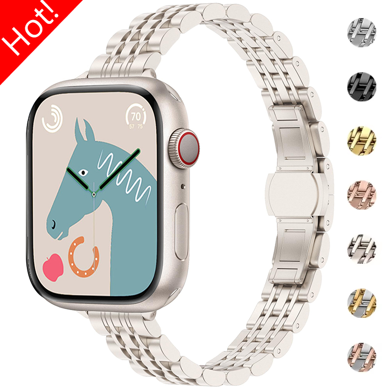 Rostfritt stålarmband för apple watch ultra 2 band 49mm 42mm 44mm metallarmband iwatch series 9 8 7 6 se 5 4 3 dam 45mm 41mm