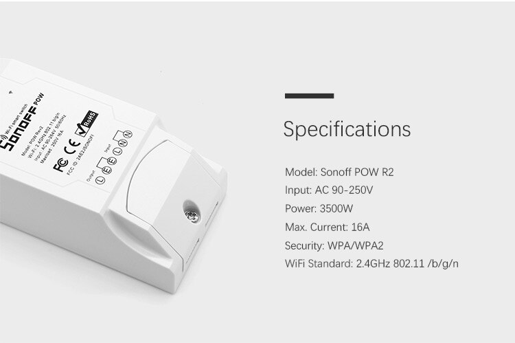 SONOFF POW R2 15A 3500W Wifi Switch Controller Real Time Power Consumption Monitor Measurement For Smart Home Automation
