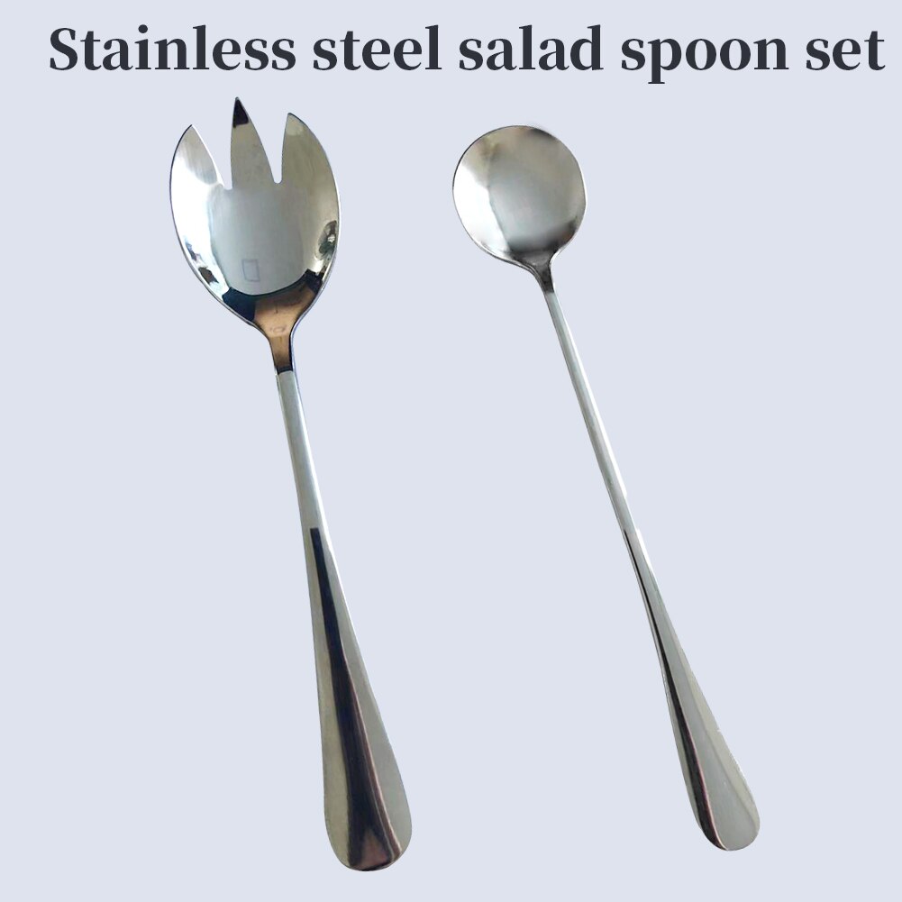 2pcs Hotel Supplies Salad Servers Tableware Stainless Steel Flatware Restaurant Kitchen Utensils Cutlery Fork And Spoon