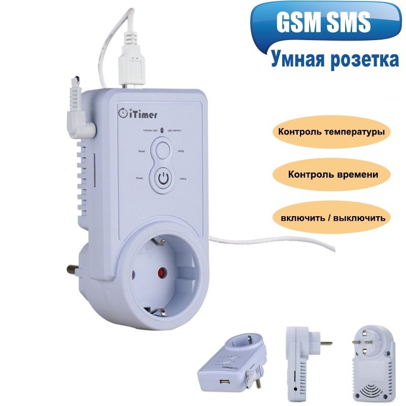 Russian SMS Control GSM Smart Power Plug Socket Wall Switch Outlet with Temperature Sensor Intelligent Temperature Control