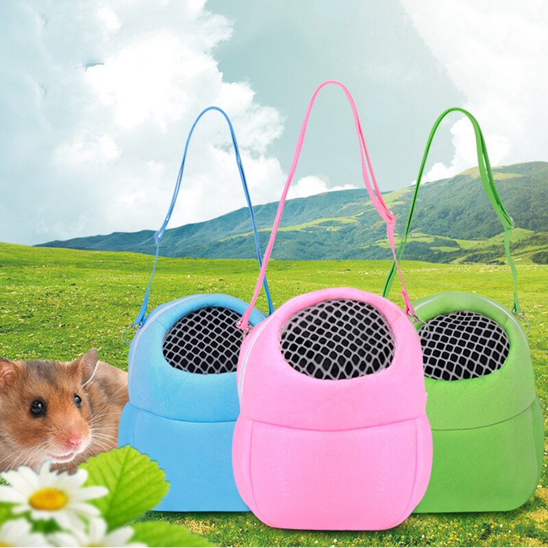 Pequeña mochila para mascotas, bolsa de hombro para hámster transpirable con malla para salir, ardilla, Chinchilla, cerdo holandés, algodón