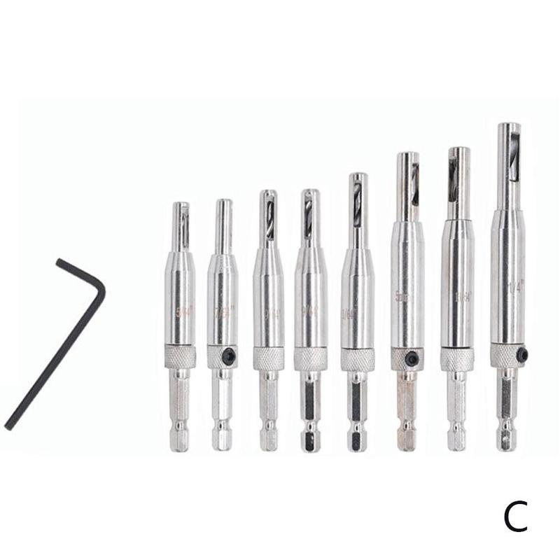 4/7/8pcs hss auto centering hinge drill bits set door cabinet center drill: C