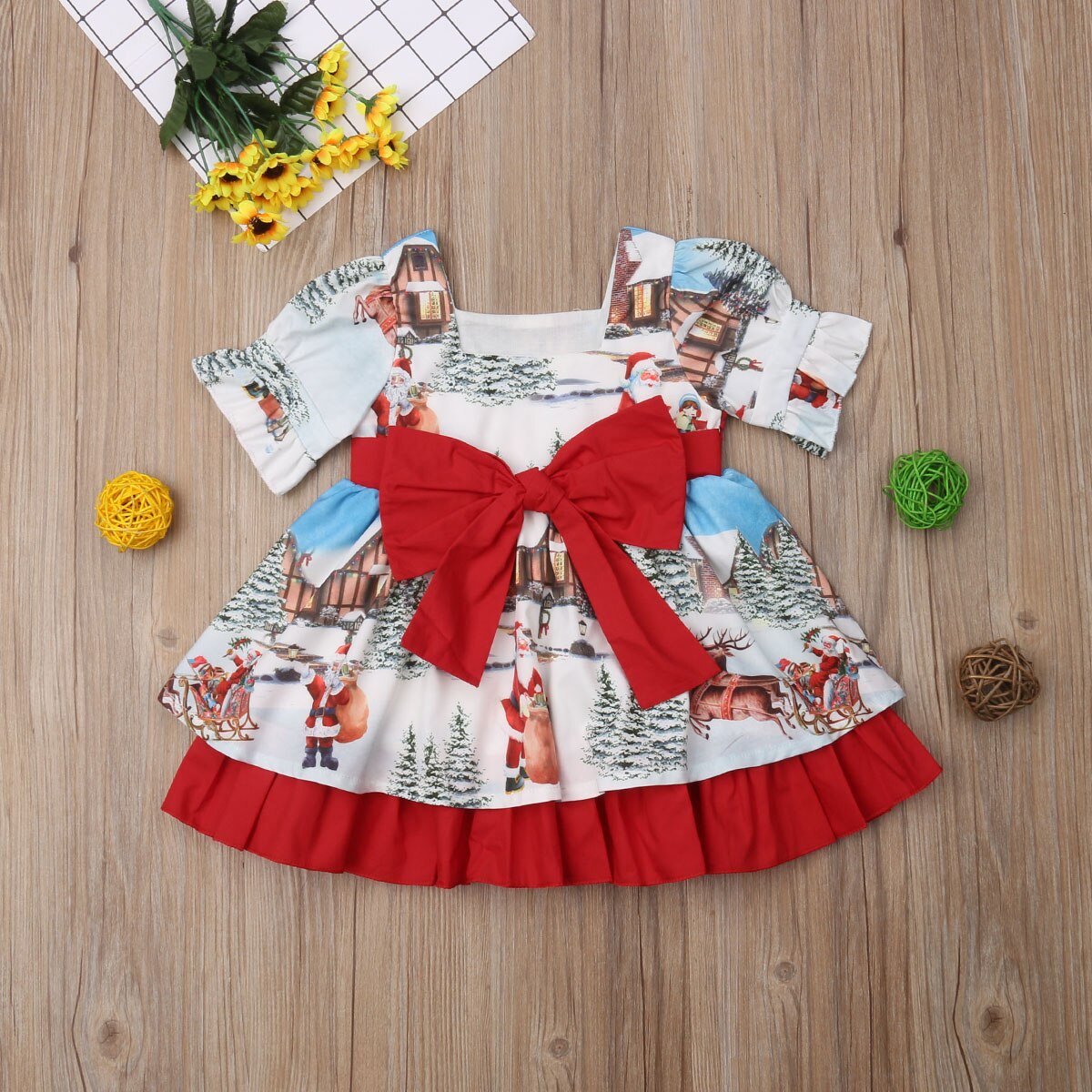 1-6t juleprinsesse kjole toddler piger tøj børn baby pige bowknot fest xmas kjole formel kjole kostume