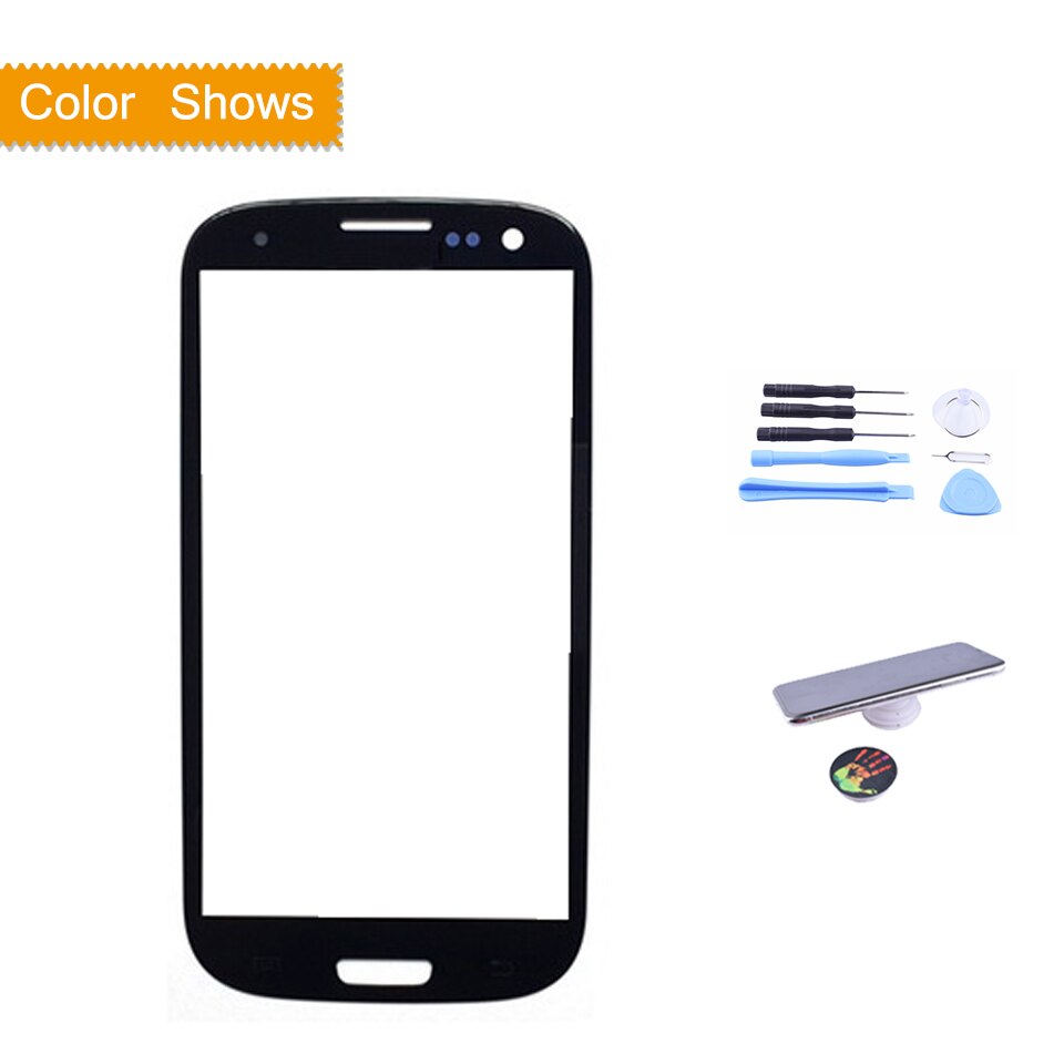 For Samsung Galaxy S III S3 GT-I9300 I9300 i747 i9305 Touch Screen Front Glass Panel TouchScreen Outer Glass Lens NO LCD: black with gift