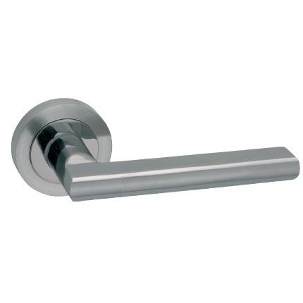 JUEGO MANIVELA MOD VENUS NIQUEL MATIZADO, INOX.ROSETA REDONDA. MANILLA, MANETA PARA PUERTAS DE INTERIOR. PARA CUADRADILLO DE 8MM