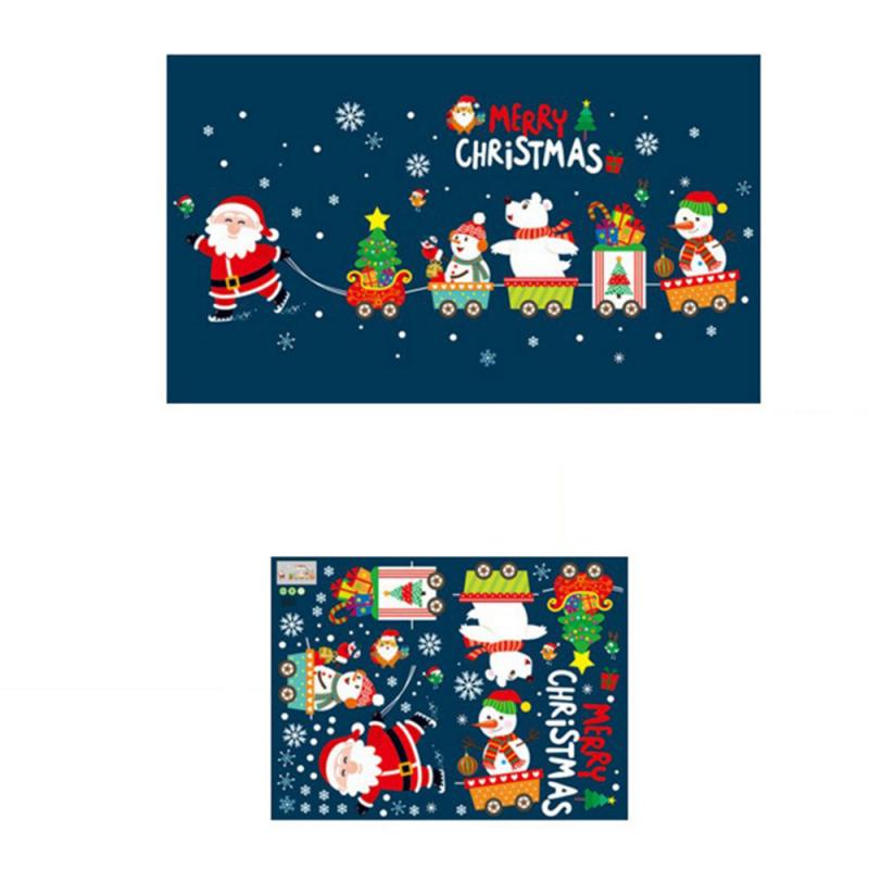 Cartoon Wall Sticker Christmas Window Stickers DIY Decals Murals Christmas Santa Claus Household Xmas Year Decor