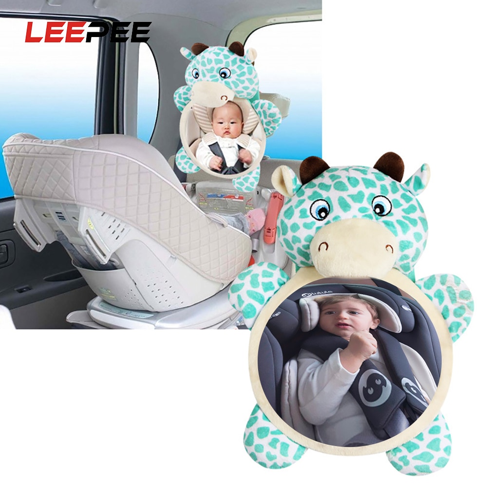 Leepee bil baby spegel för barn bakåtvända speglar nackstödsfäste justerbar vidvinkel bakspegel säkerhetssäte auto dekorationer