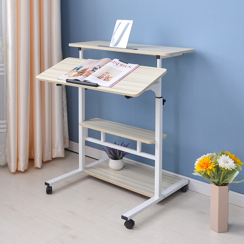 Home simple laptop desk floor-mounted foldable computer desk high home multifunctional storage table: UpgradeC