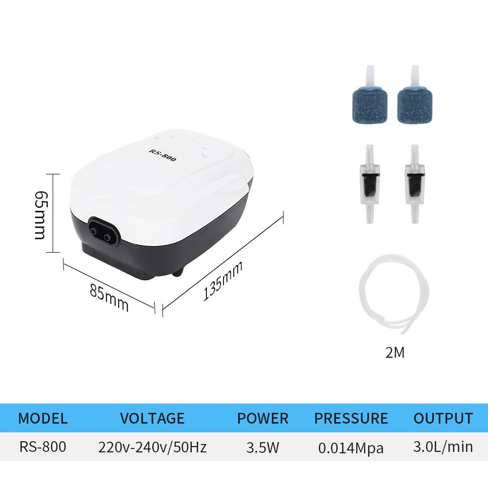 Ultra Silent Aquarium Air Pump Fish Tank Increasing Compressor Single Double High Energy Outlet Oxygen Pump Aquatic Accessories: RS-800 A SET / AU Plug