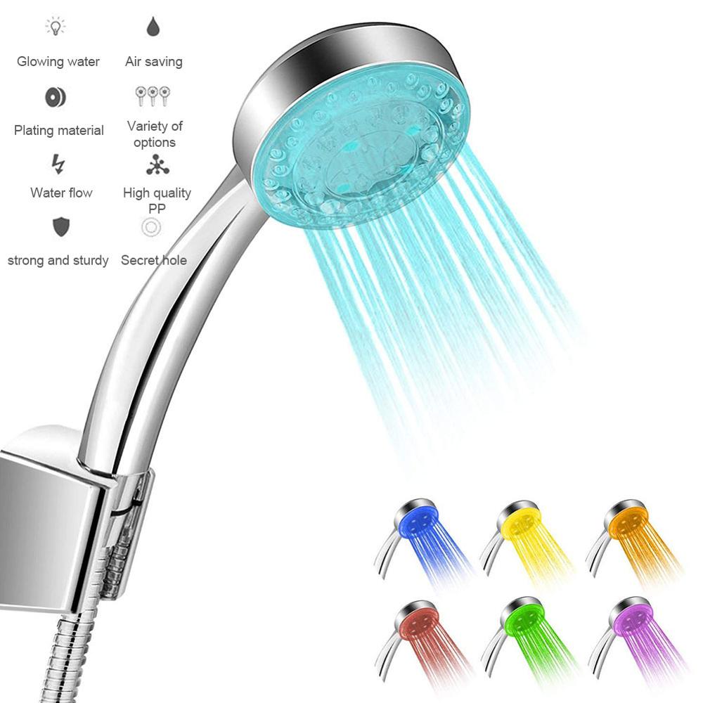 Led-batterijloze verlichte douche 1/2 " temperatuurgecontroleerde handdouchekop met kleurverandering