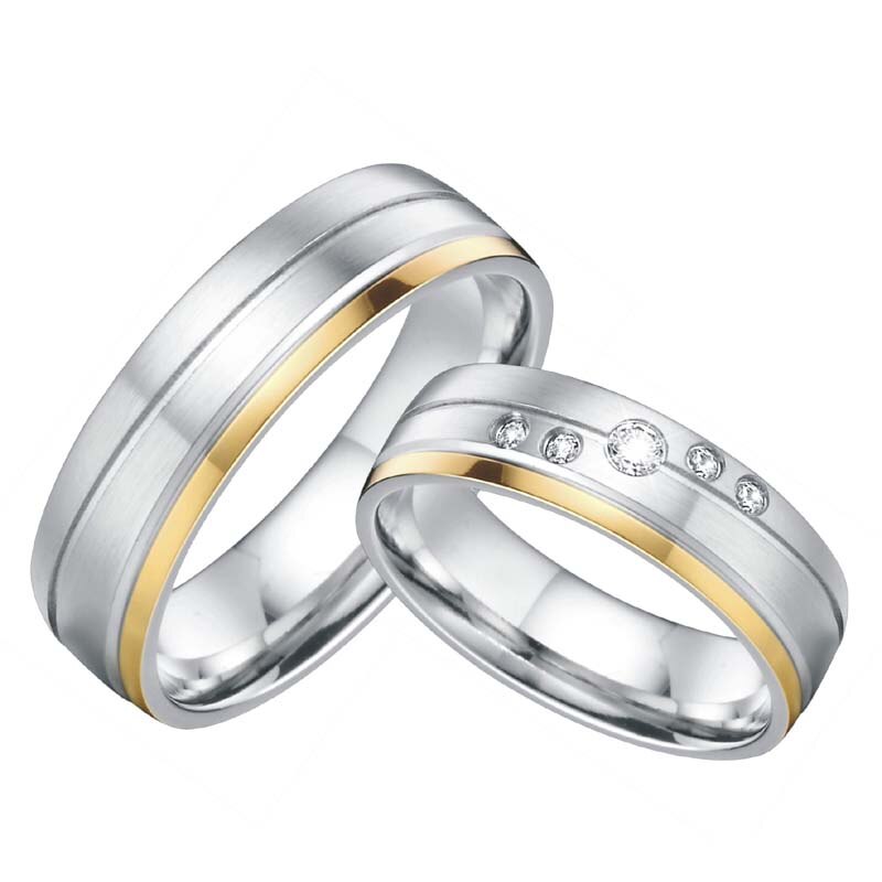 Alliance acier inoxydable bijoux mariage anneaux ensemble son et son couple bague pour hommes et femmes d'anniversaire amoureux