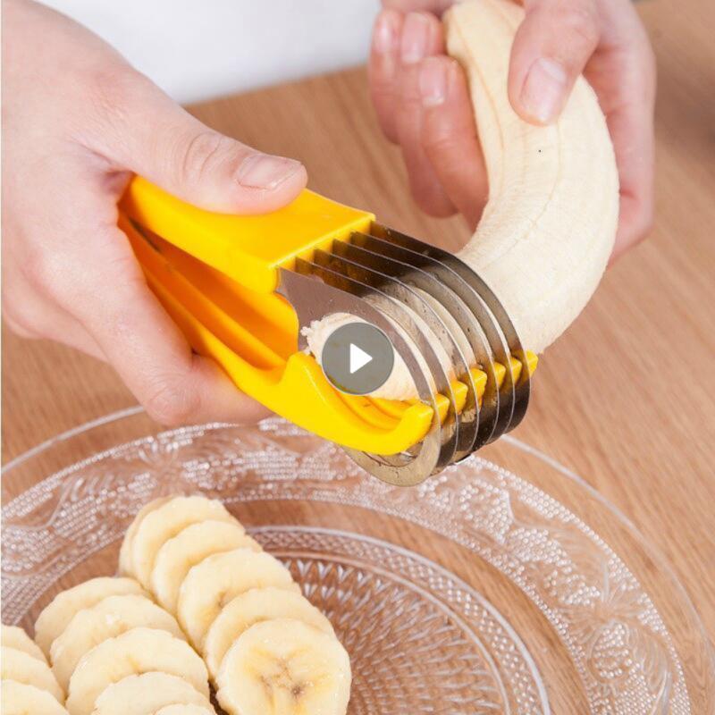 Stainless Steel Banana Slicers Manual Vegetable Sausage Slicer Kitchen Cucumber Knife Banana Cutter Fruit Chopper Salad Tools