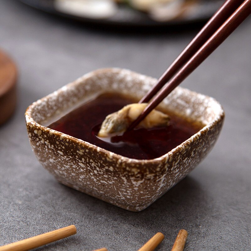 Japanese Style Square Saucer Home Soy Sauce Dish Ceramic Tableware Dish Sauce Plate