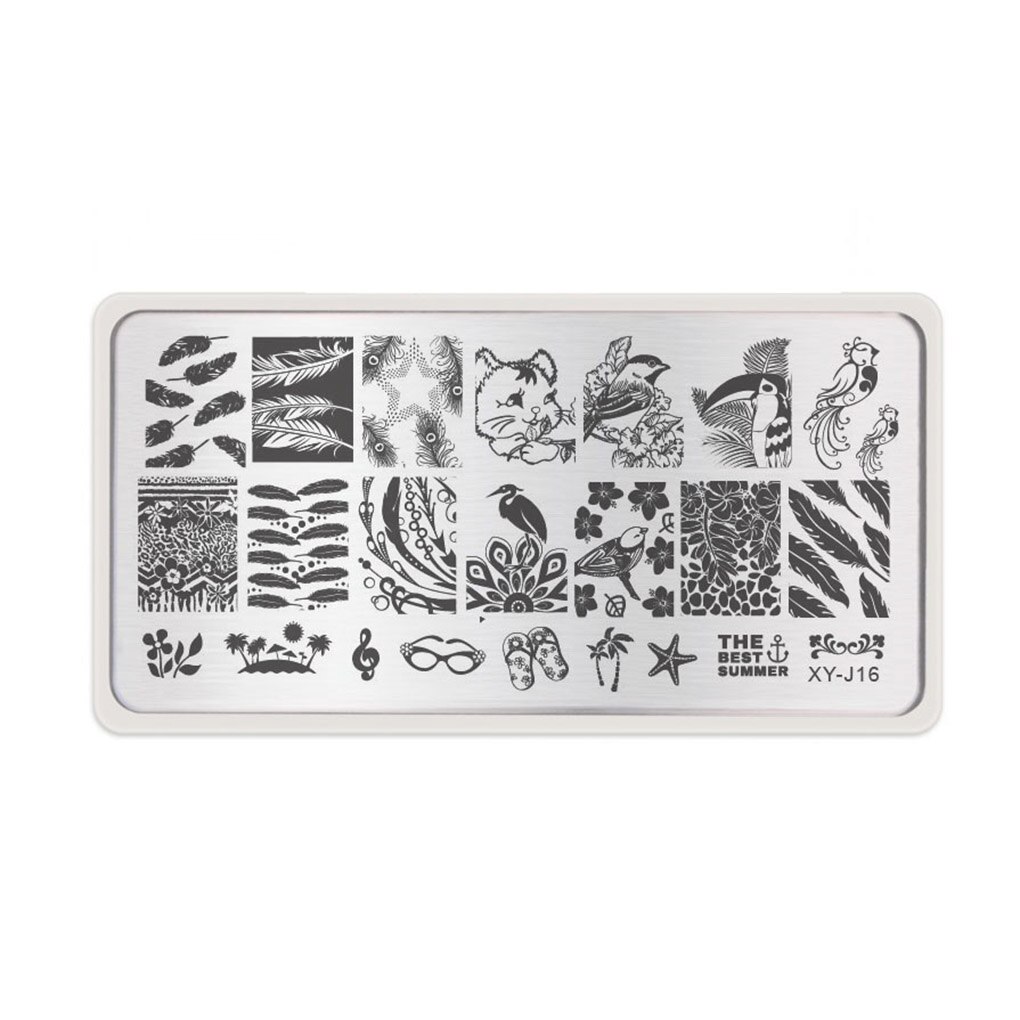 Pochoirs à ongles en , 1 pièce, modèles de tampons pour vernis à ongles en Gel, plaque d'image de manucure: 16
