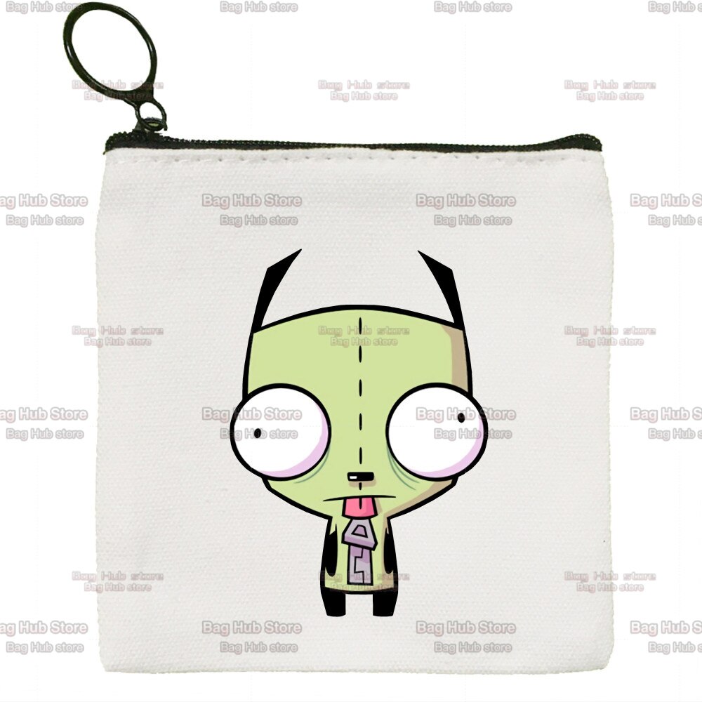 Invader Zim Zim Image Cartoon brezentowa portmonetka z zamkiem błyskawicznym studentka mały uroczy portmonetka szminka torba mała przenośna: J