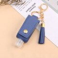 Mini bouteille de Gel hydroalcoolique Portable 30ml, étui de désinfectant pour les mains, étui en cuir, porte-clés de santé: Bleu