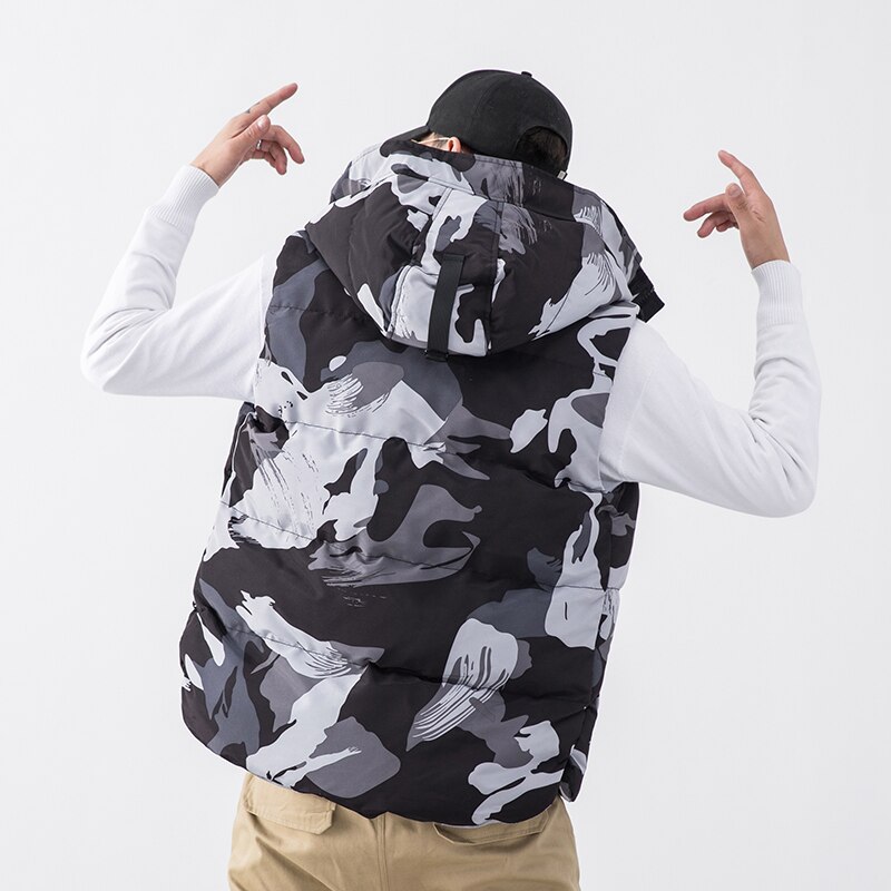 Hommes Gilet camouflage Gilet hiver coton rembourré sans manches veste bouffante manteaux Outwear hommes épaissir Gilet 4XL