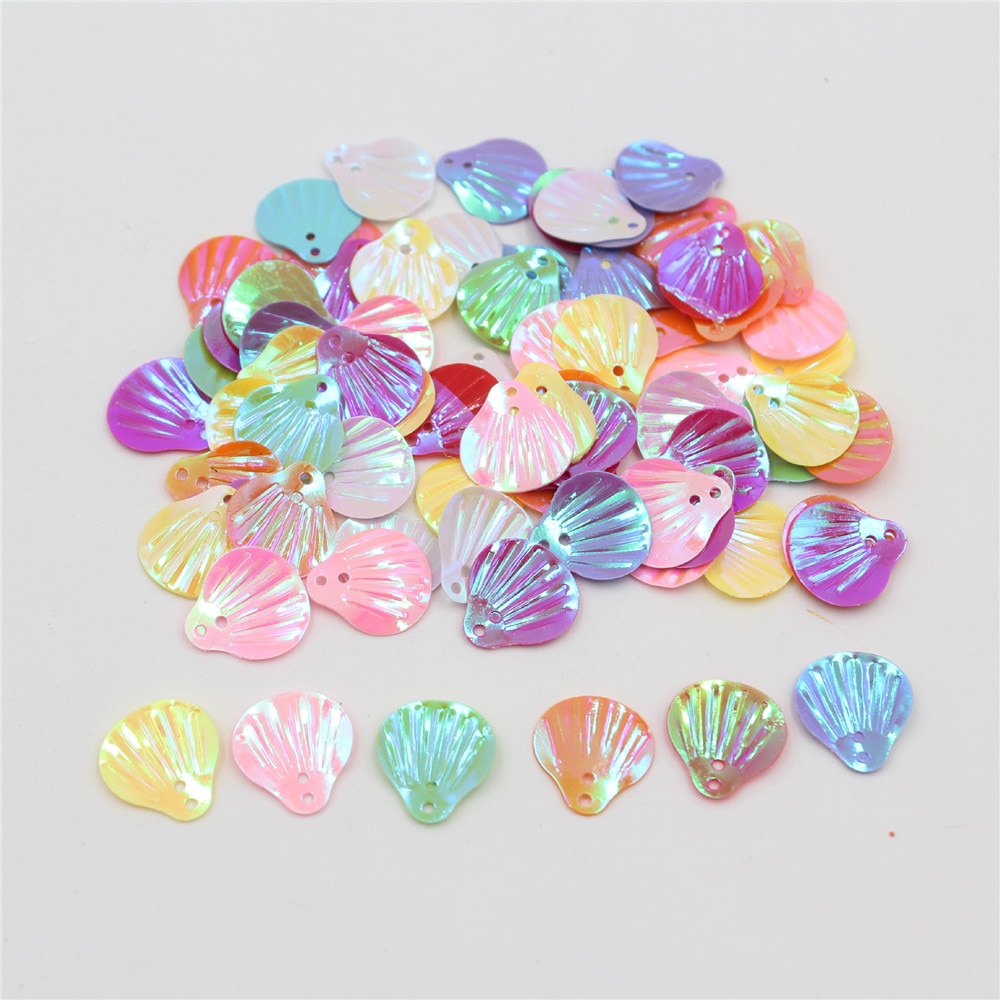 100pcs 13x14mm Shell Vormige Nail Art HUISDIER Pailletten Pastel Paillette Bruiloft Decoraties Confetti DIY Handgemaakte Naaien accessoires