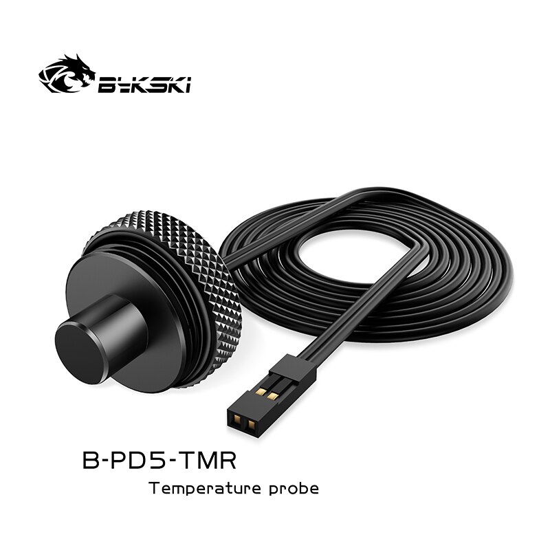 Bykski B-PD5-TMR,G1/4'' Water Cooling Fitting,Temperature Measurement Sensor Plugs,Temperature Probe Black/Silver