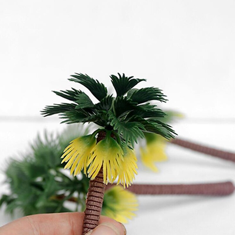 6 Stks/set Layout Regenwoud Plastic Palmboom Diorama Landschap Model Kunstmatige Palmbladeren Met
