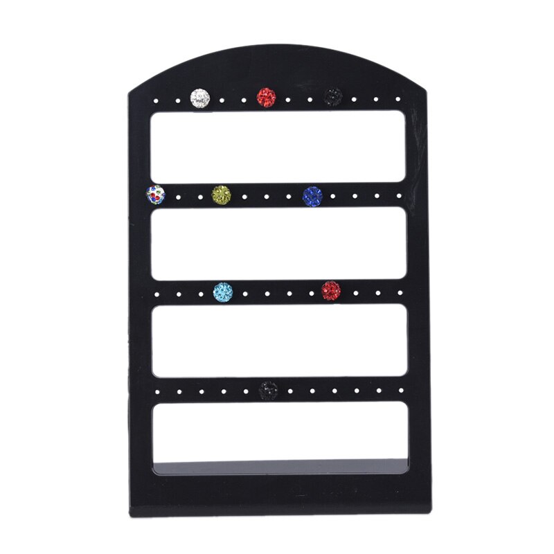 Sieraden display standaard met 24/48/72 gaten, organizer houder, plastic oorbellen display case: Zwarte 48 gaten
