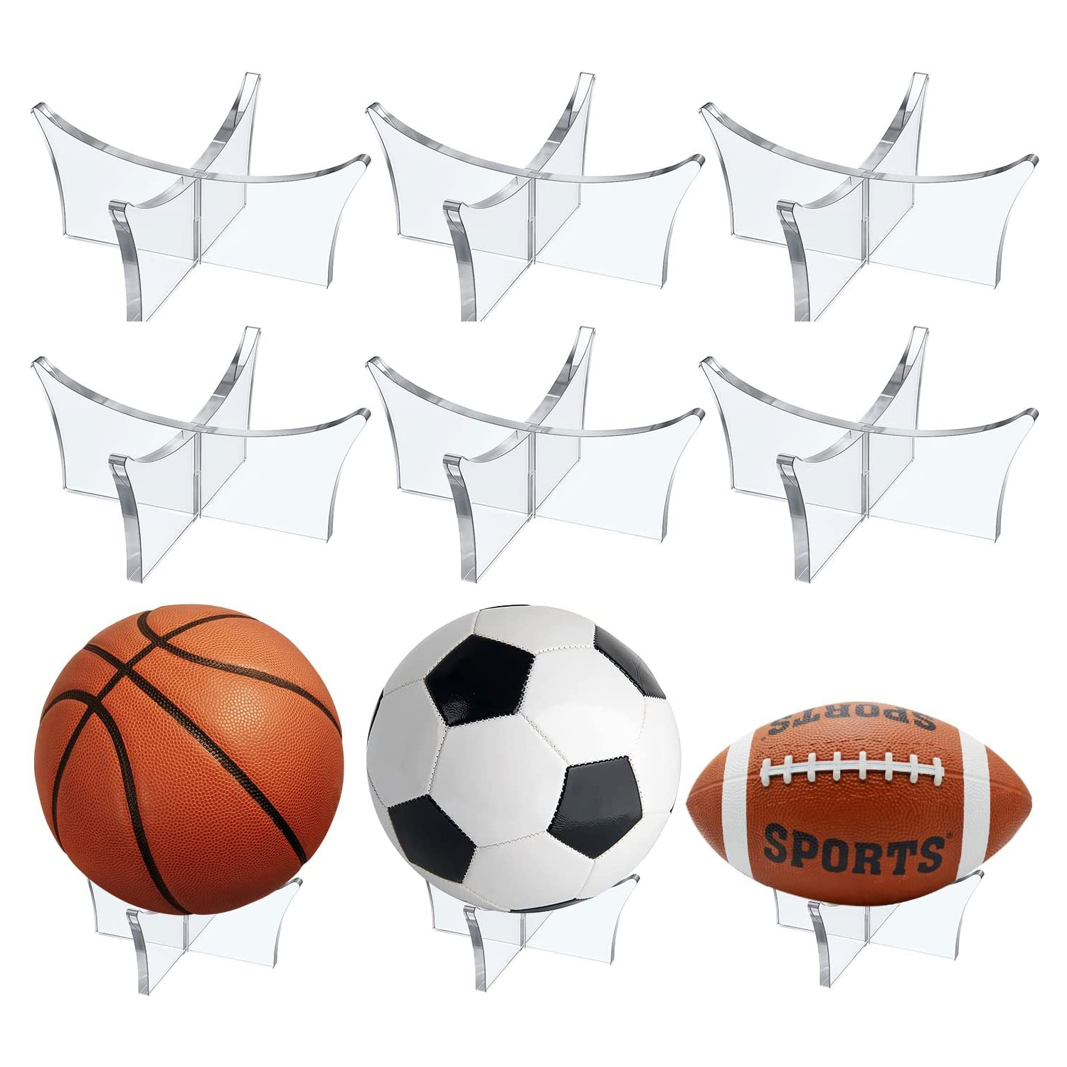 Acrylic Ball Stand Holder,Ball Display Stand for Football Basketball Soccer Ball ,Volleyball Rugby Ball Sports Ball Storage Rack