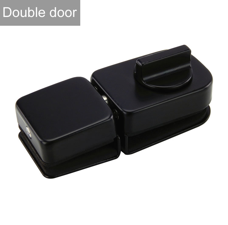 ,Black Glass Door Latches Lock/bolt,Stainless steel,Without drilling,for Double/single glass door,Frameless glass door: Double door