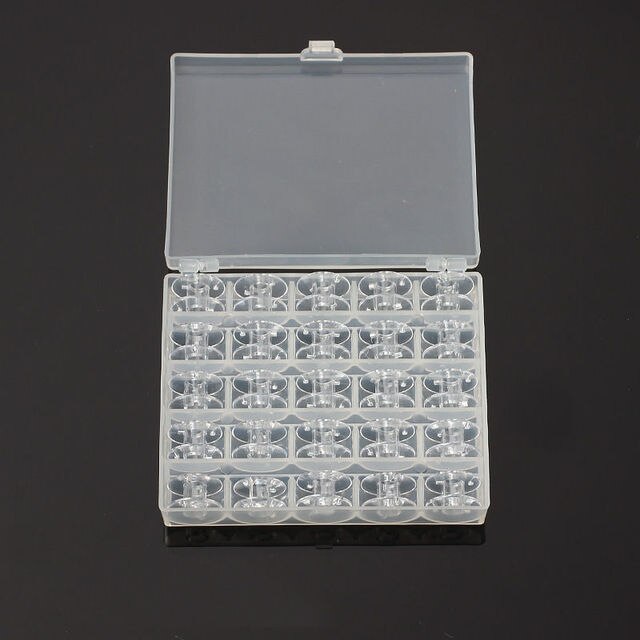 25 Slots Empty Thread Axis Reel Box Sewing Machine Spool Box Cover Sewing Accessories Household Storage Box: Light Grey
